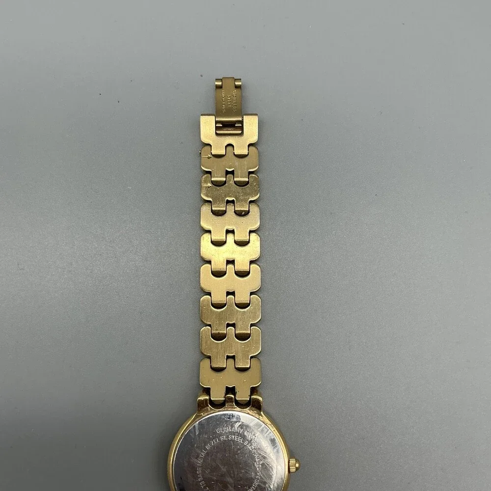 Bulova Womens Watch 24mm Black Dial Gold Tone Bracelet Diamond New Battery 6.75